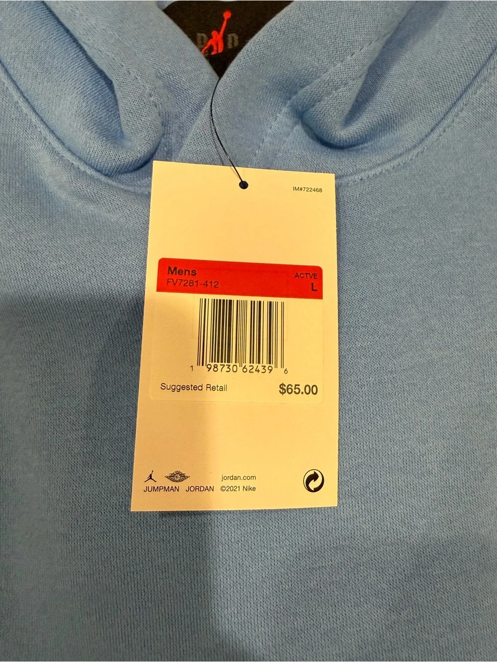 Jordan Light Blue Pullover Hoodie with Black Jumpman
